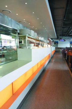 Bar and kitchen with feature lighting